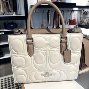 Small Chaulk/Taupe Maggie Tote Coach Handbag